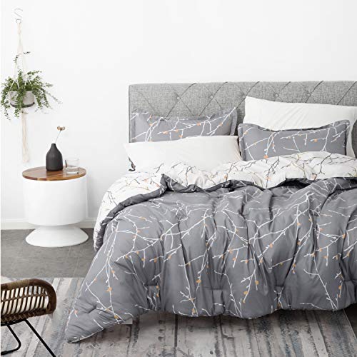 BEDSURE King Size Comforter Set Blue Comforter Set Cute Floral