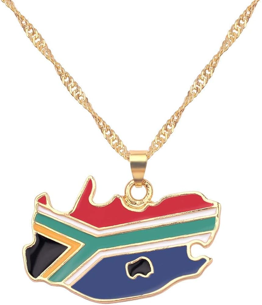 South Africa Charm National Flag Map Pendant Necklace Male Female Charm