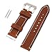 szzijia 24mm Width Brown Genuine Leather Wristwatch Band Men Watch Strap Watchband