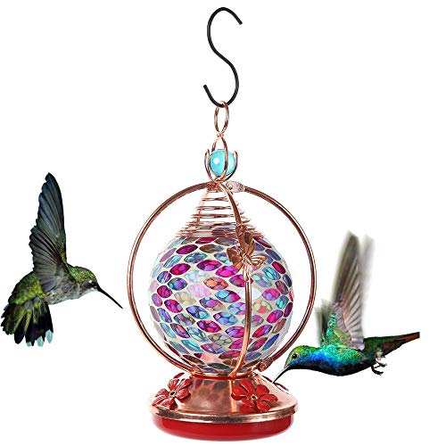 Lily S Home Mosaic Glass Hanging Hummingbird Feeder With