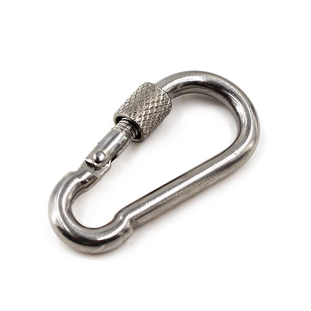 M12 1/2" 304 Stainless Steel Spring Snap Key Chain Clip Hook Screw Gate Buckle With Screw Gate Lock for Home,Outdoor Camping,Hiking Fishing,Traveling,Backpack
