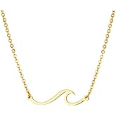 CSIYANJRY99 Gold Wave Necklace for Women Line Ocean Wave Pendant Necklace Hawaii Sea Beach Friendship Jewelry