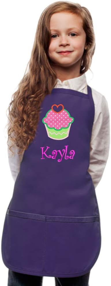 Personalized Kids Apron Custom Embroidered Cupcake Applique Monogrammed Art Chef Party Gift