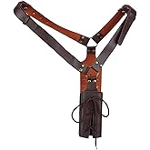 GORGECRAFT Medieval Leather Shoulder Sword Holder Renaissance Sword Dagger Frog Adjustable PU Leather Sheath Holster Crossbody Belt Strap Retro LARP Warrior Costume Carry Case for Adult Men Halloween