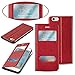 Cadorabo Book Case Compatible with Apple iPhone 6 / iPhone 6S in Saffron RED - with Magnetic Closure, 2 Viewing Windows and Stand Function - Wallet Etui Cover Pouch PU Leather Flip