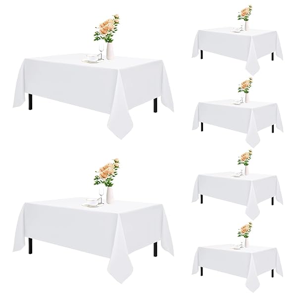 ROMANSTILE 6 PACK WHITE RECTANGLE TABLECLOTH 60 X...