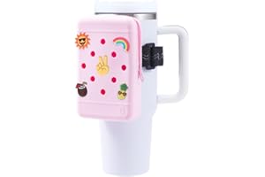 HCVUINL Silicone Water Bottle Pouch with 5 Charms, Water Bottle Handheld Caddy For Quencher Adventure 40oz & Stanley IceFlow 20oz 30oz,Tumbler Pouch Sports Gym Bottle Accessories,Pink