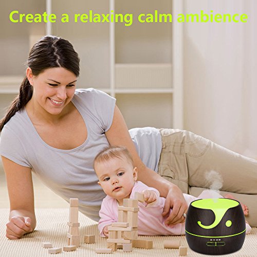 KEDSUM 400ml Aroma Essential Oil Diffuser,Wood Grain Ultrasonic Cool Mist Humidifier with 7 Color LED Lights 4 Timer Settings for Office Home Bedroom Baby Room Study Yoga Spa
