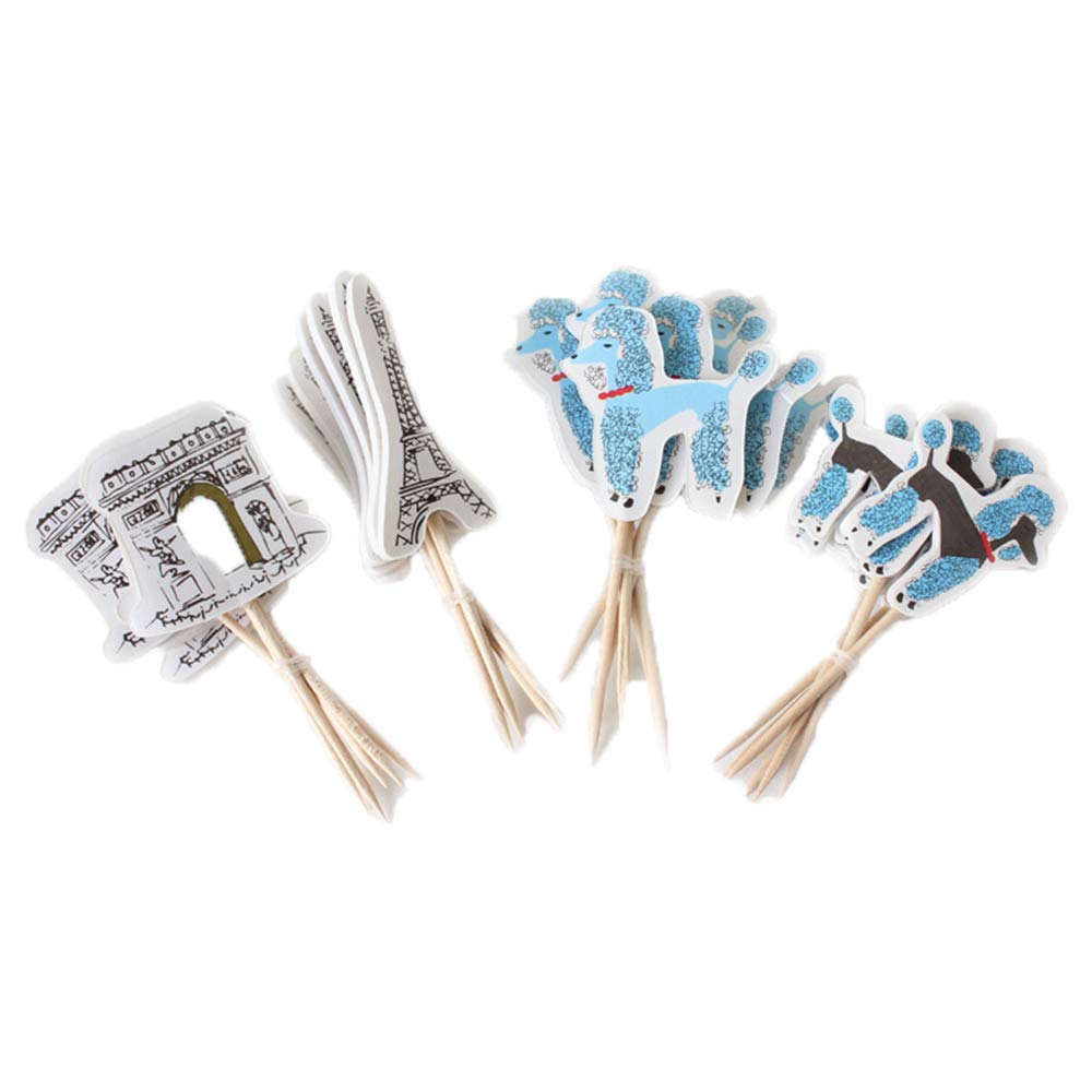 Photo 1 of Flairs New York Happy Birthday Decorations Cup Cake Toppers Party Props (Pack of 24 Cup Cake Toppers, Paris Theme)