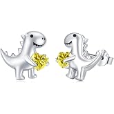 Sterling Silver Dinosaur Stud Earrings - Hypoallergenic, Cute Dinosaur Jewelry Gifts for Women or Daughter