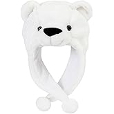 Polar Bear Hat, Polar Bear Costume Hat for Adults and Kids, Soft and Warm Winter Hat with Ears