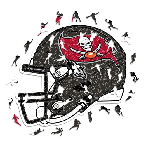 Iconic Puzzles - Tampa Bay Buccaneers Helmet, Wooden Puzzle officially licensed NFL, 100% sustainable, Gift for Adults and Children, size L, 500 Pcs