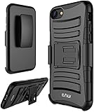 iPhone 7 Case, E LV iPhone 7 - Belt Swivel Clip / Kickstand - Dual Layer Armor Holster Defender Full Body Protective Case Cover for Apple iPhone 7 - [BLACK]