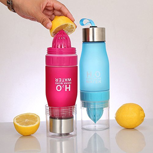 Water Bottle Cups Fruit Lemon 650ml H2O Infusing Health Juice Infuser Squeezer Cup Outdoor Sport Water Bottle - Save Your Money and Hydrate the Healthy Way - Multiple Colors - Blue