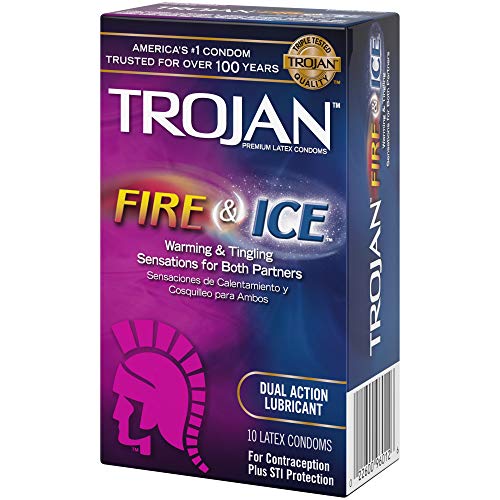 image for Trojan Pleasures Fire and Ice Dual Action Lubricated Condoms, 10ct, Bl