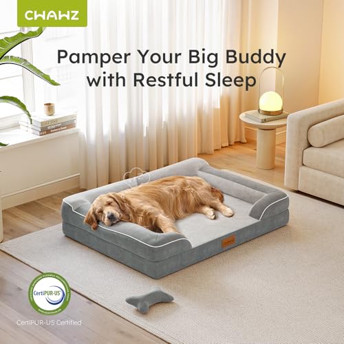 CWAWZ Cama XXL para Perros Extra Grandes, Cama ortopédica Gigante para Perros con Espuma viscoelástica con Gel refrescante, Cama Impermeable para Perros con Funda extraíble y Lavable, sofá Cama para