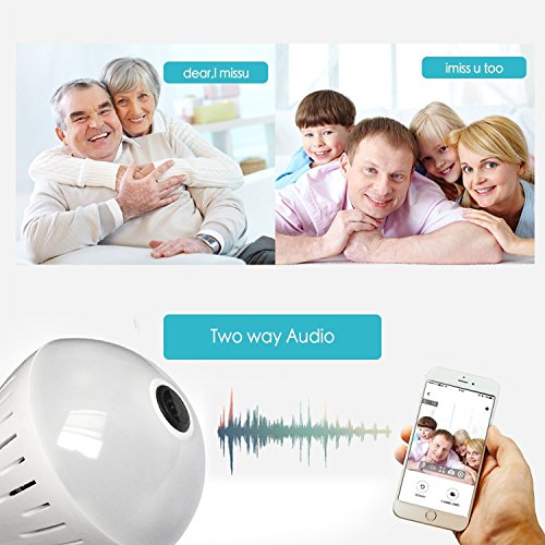 2019 Bulb WiFi IP Camera Wireless Fisheye Spy Hidden Cameras 360° Panoramic for Home Security System Baby Nanny Pet Indoor Night Vision Motion Detection Alarm Smart Home Gifts [Free 16GB SD Card ] - Thumbnail 2