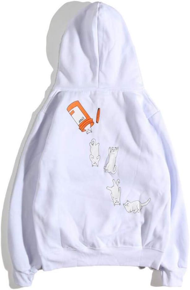JHY Unisex Plain Pullover Hooded Sweatshirt,White,M
