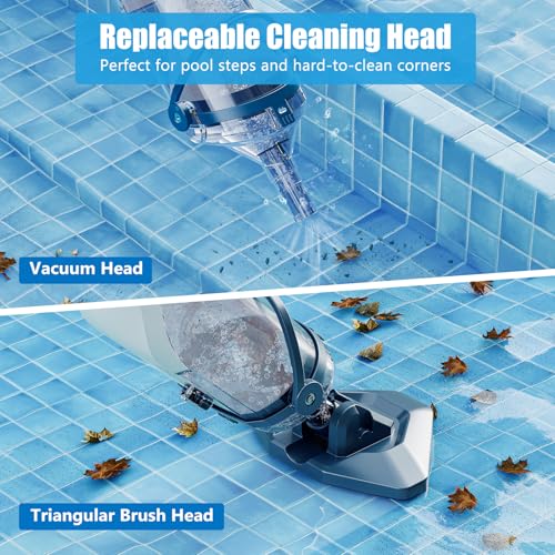 Enhulk Powerful Swimming Pool Vacuum Cleaner, Handheld Rechargeable Pool Hoover with Telescopic Pole, Up to 60 min Runtime, Suction up to 4200L/H, Ideal for Above Ground & Inground Pool, Spas