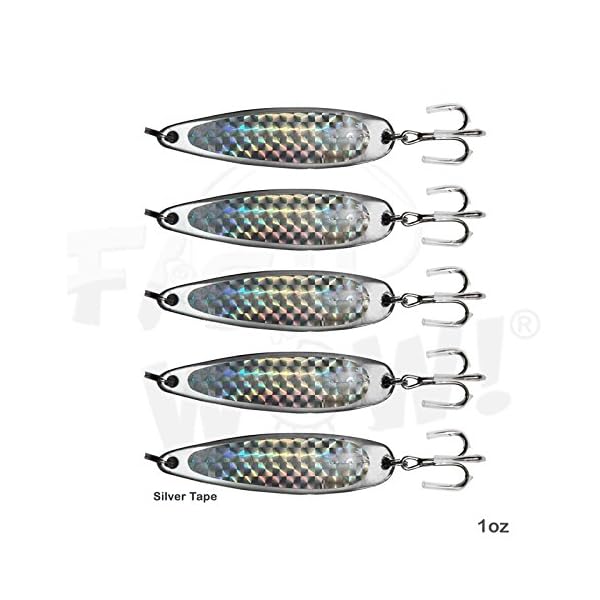 5pcs-Fish-WOW-1oz-Fishing-Spoon-with-a-Treble-Hook-Fish-Jigging-Casting-Lures-Silver-Tape