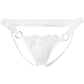 ABAFIP Men's Lace Thong Underwear Low Waist Sissy Pouch G-String Panties Crossdressing Lingerie