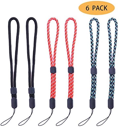 WENWELL 6PCS Adjustable Hand Wrist Strap Lanyard, Nylon Lanyard with Quick-Release for iPhone, Camera, Keychains, Cell Phone, USB Flash Drives and Other Portable Items, Black, Blue and Red