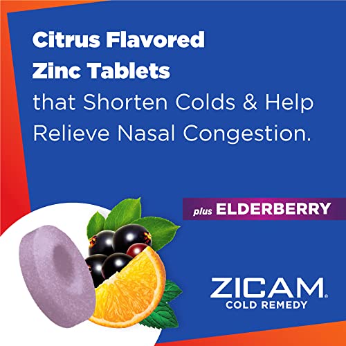 Zicam Cold Remedy Zinc RapidMelts, Elderberry Citrus Flavor, Homeopathic, Cold Shortening