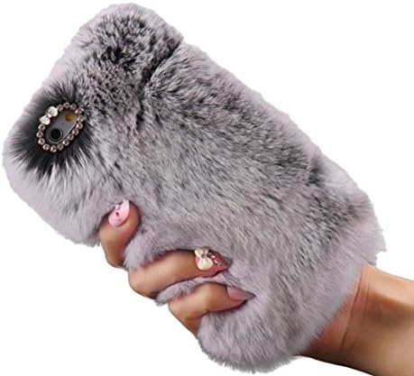 Orangesky for Iphone 6/ 6s Plus,warm Fur Plush Wool Bling Case Cover Skin (Grey)