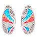 CiNily White Gold Plated Round Opal Zircon Stud Earrings Women Jewelry Gift Gemstone Stud Earrings 16mm