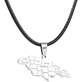 EENSYWEENSY Jamaica Map Pendant Necklace, Stainless Steel Jamaica City Jewelry Gift for Women Men