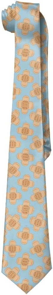 Novelty Men's Wide Tie Long Necktie Medical Band-aids Printed Polyester Silk Neck Tie