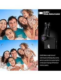 dofly Professional HD Kit de lente de cámara universal para iPhone 7 6S Plus 6s 5s y otros dispositivos, teléfono celular (230 grados Lente de Ojo de Pez, 0.65 X gran angular, 15 x Super Lente Macro)