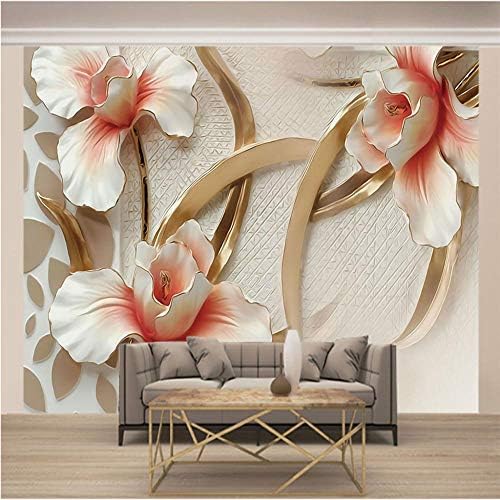 3d壁紙ポスター ピンクの花の彫刻 カスタム大規模な壁紙の壁紙3dテレビの背景リビングルームの写真の壁紙3dルームの壁紙 400x280cm 公式ショップ 157x110inch