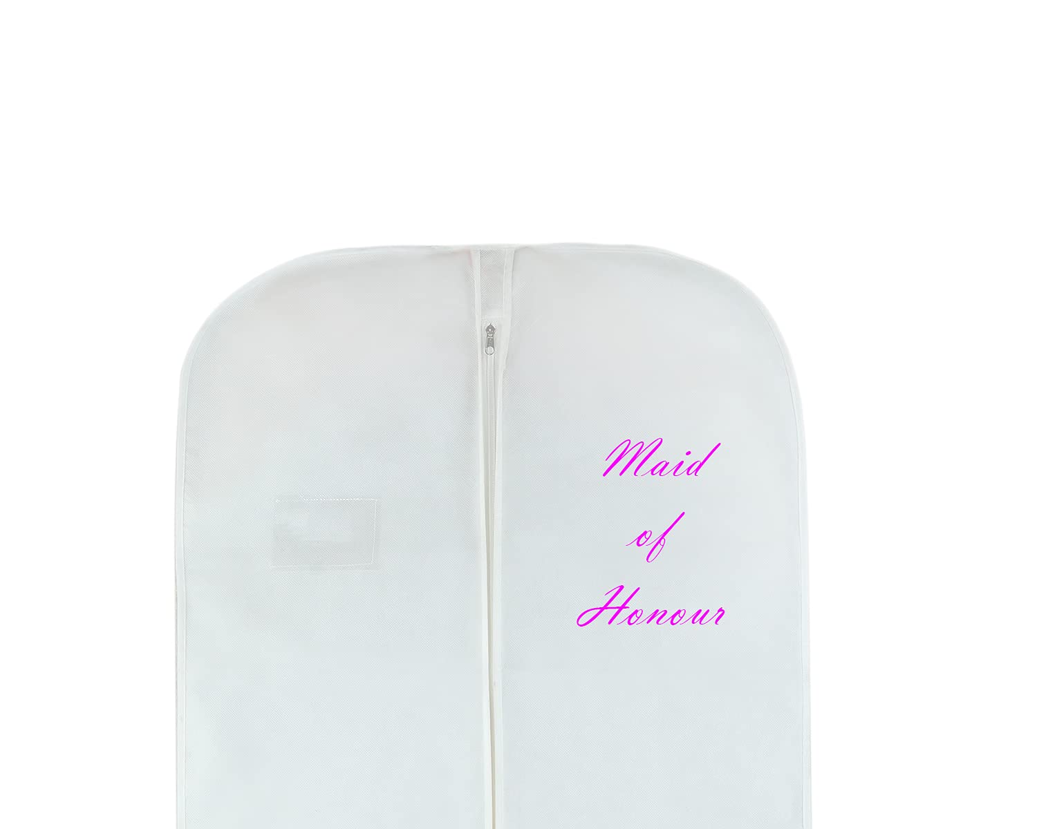 Wedcova Pack of 1 Wedding Printed Wedding Dress Bag | Long Dress Covers for Bride & Bridesmaids | Breathable Clothes Bag for Storage & Travel (Maid Of Honour)