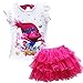 AOVCLKID Trolls Little Girls' 2Pcs Suit Cartoon Shirt and Skirt Set (Rose 2,130/5-6Y)