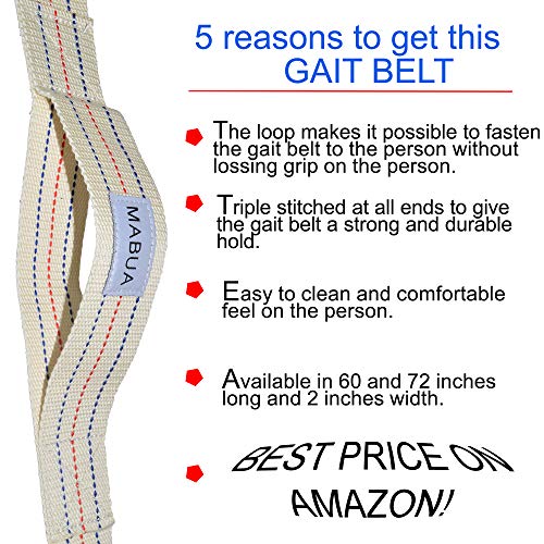 Transfer Gait Belt with Metal Buckle 1 Loop Handle Beige 60 inches