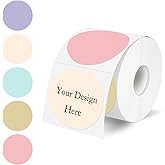 YEGAWEN 2 Inch Round Thermal Label Stickers, Waterproof Circle Thermal Stickers Labels, Direct Thermals Printer Label for Logo Design-300 Sheets/Multi-Colored
