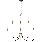 Capital Lighting 456881MZ Marley Artisan Style Chandelier with Unique Curvature Arms, 8-Light 480 Total Watts, 33" H x 33" W,