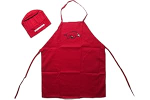 Pro Specialties Group Inc Unisex NCAA Arkansas Razorbacks Chef Hat and Apron, Full Color Team Logo, One Size US