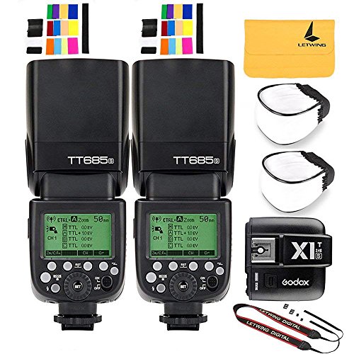 Godox TT685S TTL 2X Camera Flash High Speed 1/8000s GN60 for Sony DSLR Cameras X1T-S I-TTL 2.4G Wireless Flash Trigger Transmitter for Sony DSLR Cameras with MI Shoe (TT685S+X1T-S)