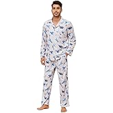 Vulcanodon Mens Pajama Set, Soft Flannel PJS for Men Comfy Warm Sleepwear