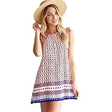 FLYMALL Paisley Print Halter Neck Shift Dress Mini Dress
