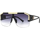 AIEYEZO Square Oversized Sunglasses Flat Top Shield Sun Glasses for Men Women One Lens Square Shades