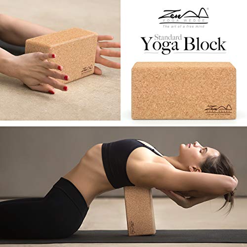 Cork Yoga Blocks Set of 2 Standard By ZenYogaWedge Premium 100