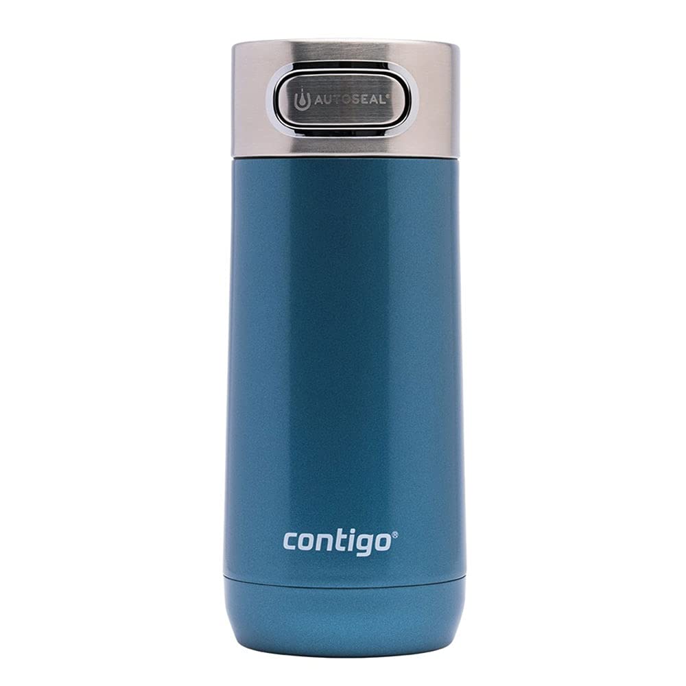 Contigo Luxe Autoseal Travel Mug, Stainless Steel Thermal Mug, Vacuum Flask, Leakproof Tumbler, dishwasher safe, Coffee Mug with BPA Free Easy-Clean Lid, Cornflower, 360 ml