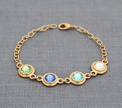 Mother's Day Bracelet, Personalized Grandmas Jewelry with Custom Birthstones in Gold