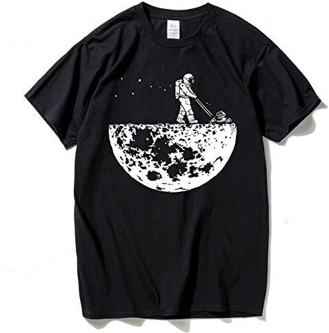 The Moon T-shirts Men's Creative Design Summer Tee shirts Casual Streetwear CottonT shirts Black