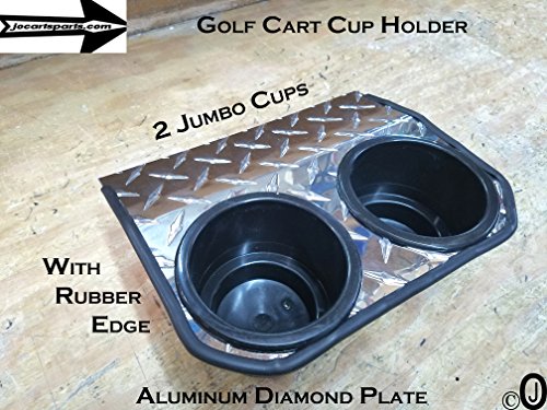 J & O Carts Parts Club Car DS 2 Jumbo Cup Drink Holder Made With Polished Aluminum Diamond Plate