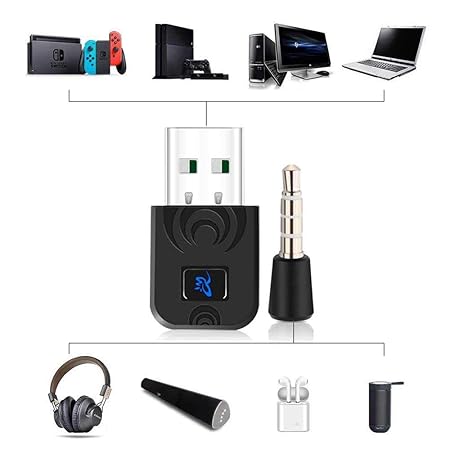 OOOUSE Kabelloser Adapter für PS4 / 4.0 EDR Receiver Wireless Transfer Dongle Receiver USB Adapter für PS4 PC Wireless Headse