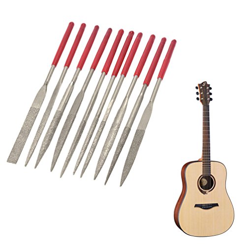 ALLCACA Guitar Fret File Set Stainless Steel Guitar Saddle Slot Grinding Files Luthier Repair Tool for Guitar Nut, Fret, Bridge, Saddle and Pickguard, Set of 10, Red - Thumbnail 6